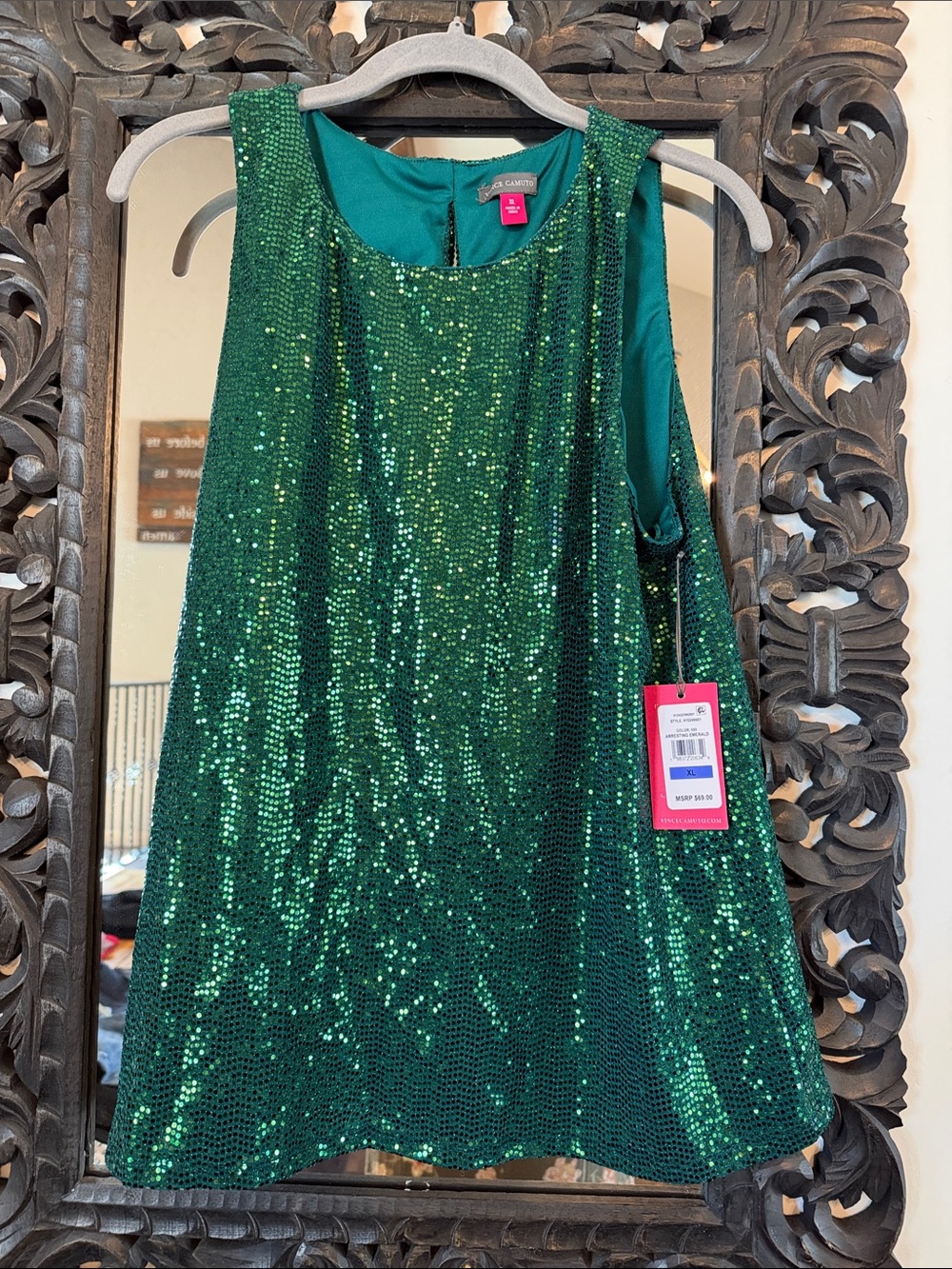 NWT Vince Camuto Green Sequin Tank Top size xl